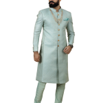 Stunning Sea Foam Banarasi Brocade Achkan for Men | Father-Son Combo | Pastel Sherwani | Grooms & Weddings | Jaipurio